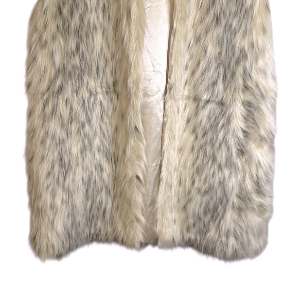 Fabulous Furs Donna Slayers 100% Faux Fur Long Vest Cream Gray Lined XL - Picture 3 of 10